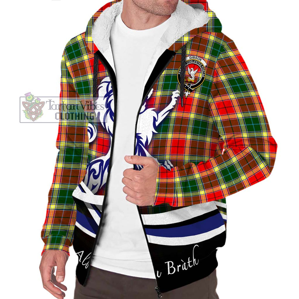 Gibson (Gibbs or Gibsone) Tartan Sherpa Hoodie with Alba Gu Brath Regal Lion Emblem Unisex S - Tartan Vibes Clothing