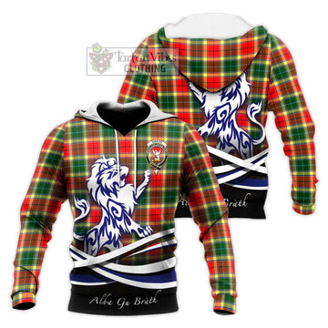 Gibson (Gibbs or Gibsone) Tartan Knitted Hoodie with Alba Gu Brath Regal Lion Emblem Unisex Knitted Pullover Hoodie - Tartan Vibes Clothing