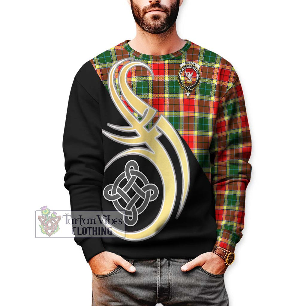 Gibson (Gibbs or Gibsone) Tartan Sweatshirt with Family Crest and Celtic Symbol Style Unisex - Tartan Vibes Clothing
