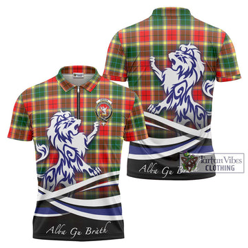 Gibson (Gibbs or Gibsone) Tartan Zipper Polo Shirt with Alba Gu Brath Regal Lion Emblem Unisex - Tartan Vibes Clothing