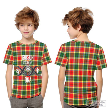 Gibson (Gibbs or Gibsone) Tartan Kid T-Shirt with Family Crest DNA In Me Style Youth XL Size14 - Tartan Vibes Clothing