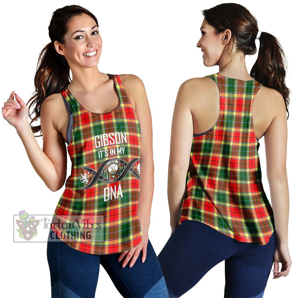 Gibson (Gibbs or Gibsone) Tartan Women's Racerback Tanks with Family Crest DNA In Me Style 4XL - Tartan Vibes Clothing