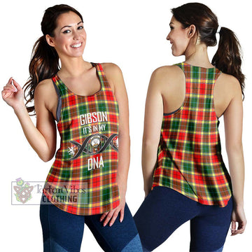 Gibson (Gibbs or Gibsone) Tartan Women's Racerback Tanks with Family Crest DNA In Me Style 4XL - Tartan Vibes Clothing