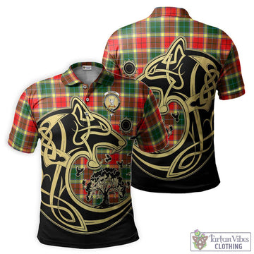 Gibson (Gibbs or Gibsone) Tartan Polo Shirt with Family Crest Celtic Wolf Style