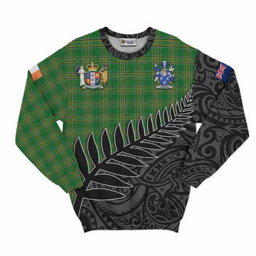 Tartan Vibes Clothing Gibson Irish Clan Tartan Sweatshirt with Coat of Arms New Zealand Silver Fern Half Style