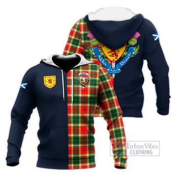 Gibson (Gibbs or Gibsone) Tartan Knitted Hoodie Alba with Scottish Lion Royal Arm Half Style Unisex Knitted Pullover Hoodie - Tartan Vibes Clothing