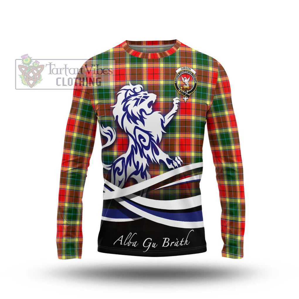Gibson (Gibbs or Gibsone) Tartan Long Sleeve T-Shirt with Alba Gu Brath Regal Lion Emblem Unisex - Tartan Vibes Clothing