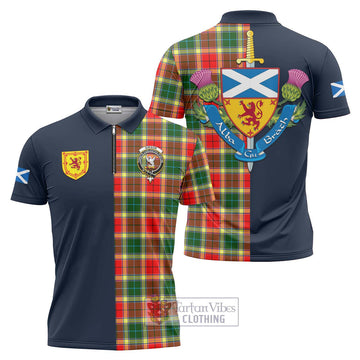 Gibson (Gibbs or Gibsone) Tartan Zipper Polo Shirt Alba with Scottish Lion Royal Arm Half Style Unisex - Tartan Vibes Clothing