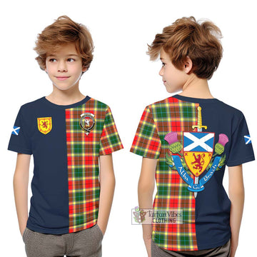 Gibson (Gibbs or Gibsone) Tartan Kid T-Shirt Alba with Scottish Lion Royal Arm Half Style Youth XL Size14 - Tartan Vibes Clothing