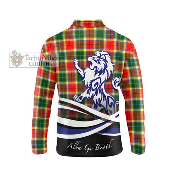 Gibson (Gibbs or Gibsone) Tartan Long Sleeve Polo Shirt with Alba Gu Brath Regal Lion Emblem - Tartan Vibes Clothing
