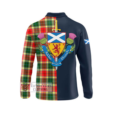 Gibson (Gibbs or Gibsone) Tartan Long Sleeve Polo Shirt Alba with Scottish Lion Royal Arm Half Style - Tartan Vibes Clothing