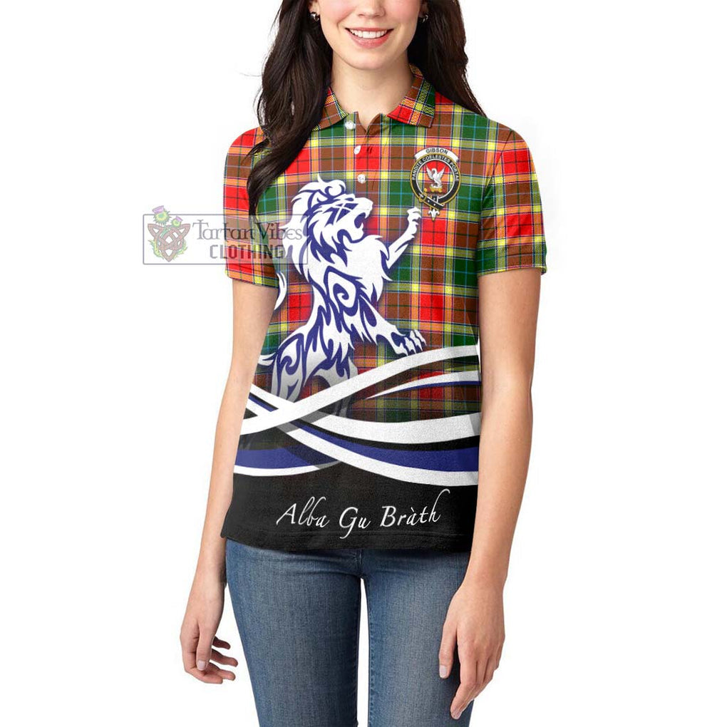 Gibson (Gibbs or Gibsone) Tartan Women's Polo Shirt with Alba Gu Brath Regal Lion Emblem - Tartan Vibes Clothing
