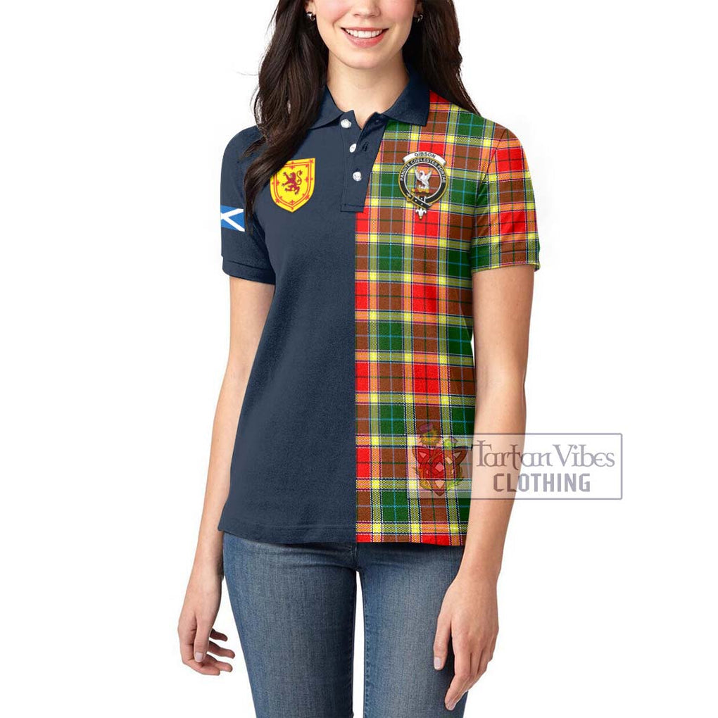 Gibson (Gibbs or Gibsone) Tartan Women's Polo Shirt Alba with Scottish Lion Royal Arm Half Style - Tartan Vibes Clothing