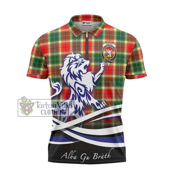 Gibson (Gibbs or Gibsone) Tartan Zipper Polo Shirt with Alba Gu Brath Regal Lion Emblem - Tartan Vibes Clothing