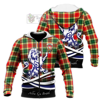 Gibson (Gibbs or Gibsone) Tartan Knitted Hoodie with Alba Gu Brath Regal Lion Emblem Unisex Knitted Zip Hoodie - Tartan Vibes Clothing
