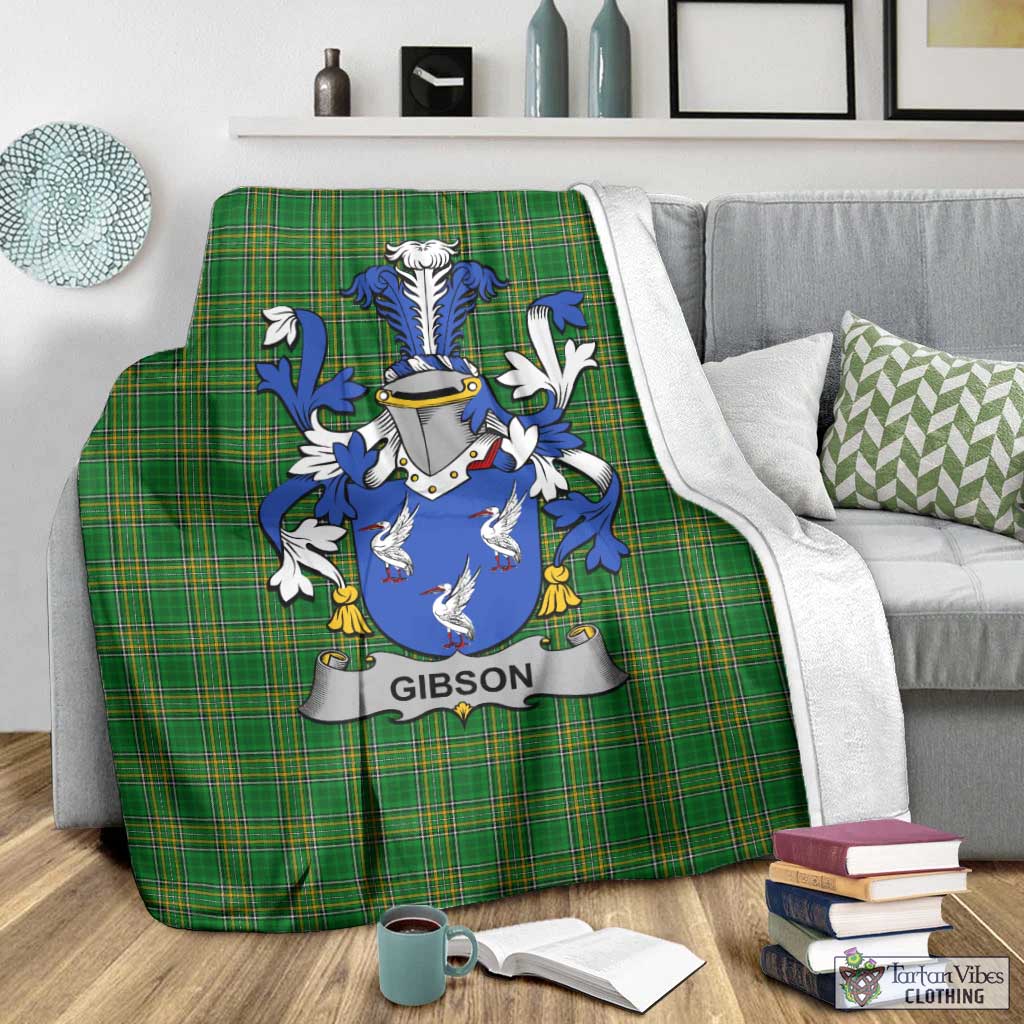 Tartan Vibes Clothing Gibson Irish Clan Tartan Blanket with Coat of Arms
