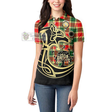 Gibson (Gibbs or Gibsone) Tartan Women's Polo Shirt with Family Crest Celtic Wolf Style - Tartan Vibes Clothing