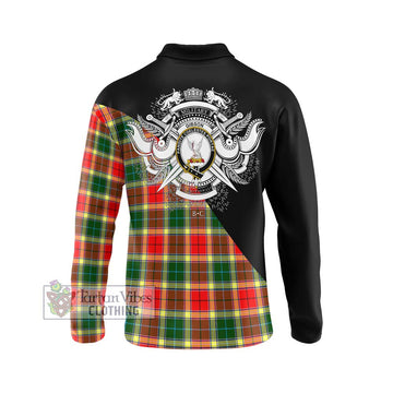 Gibson (Gibbs or Gibsone) Tartan Long Sleeve Polo Shirt with Family Crest and Military Logo Style - Tartan Vibes Clothing