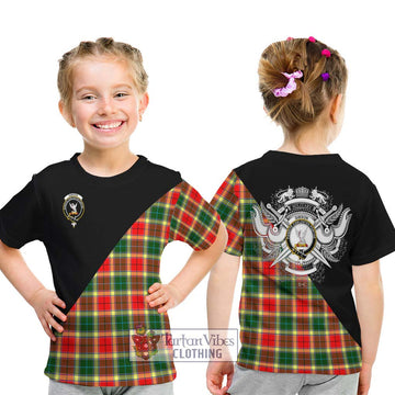 Gibson (Gibbs or Gibsone) Tartan Kid T-Shirt with Family Crest and Military Logo Style - Tartan Vibes Clothing