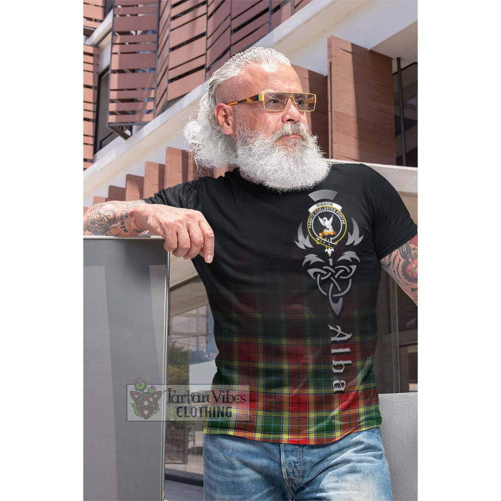 Gibson (Gibbs or Gibsone) Tartan Cotton T-shirt Featuring Alba Gu Brath Family Crest Celtic Inspired Men's Shirt - Tartan Vibes Clothing