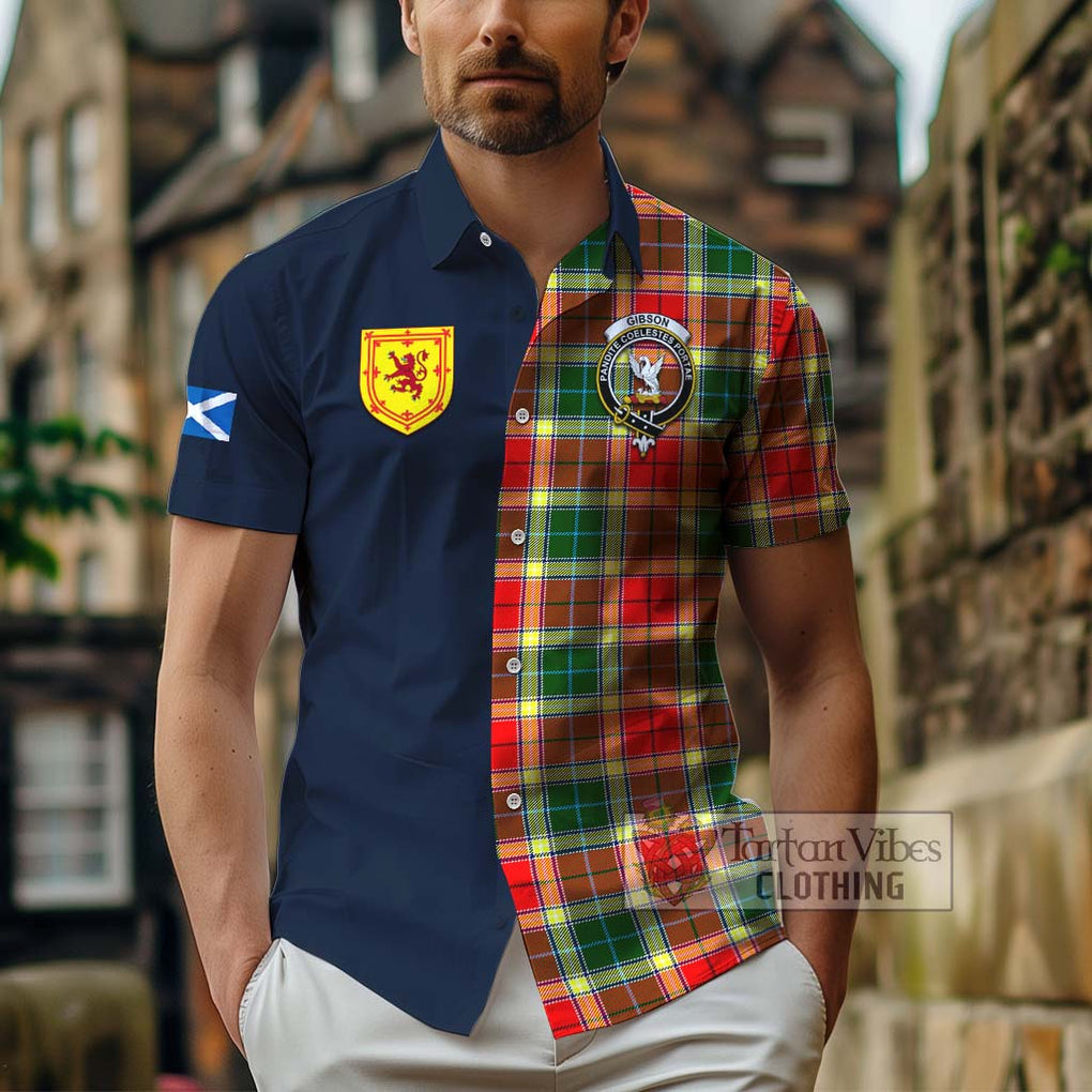 Gibson (Gibbs or Gibsone) Tartan Hawaiian Shirt Alba with Scottish Lion Royal Arm Half Style - Tartan Vibes Clothing
