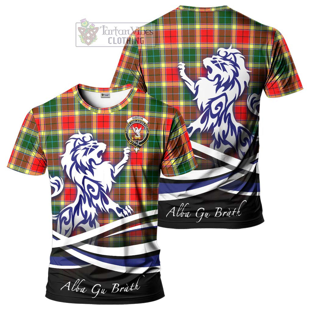 Gibson (Gibbs or Gibsone) Tartan Cotton T-shirt with Alba Gu Brath Regal Lion Emblem Women's Shirt - Tartan Vibes Clothing