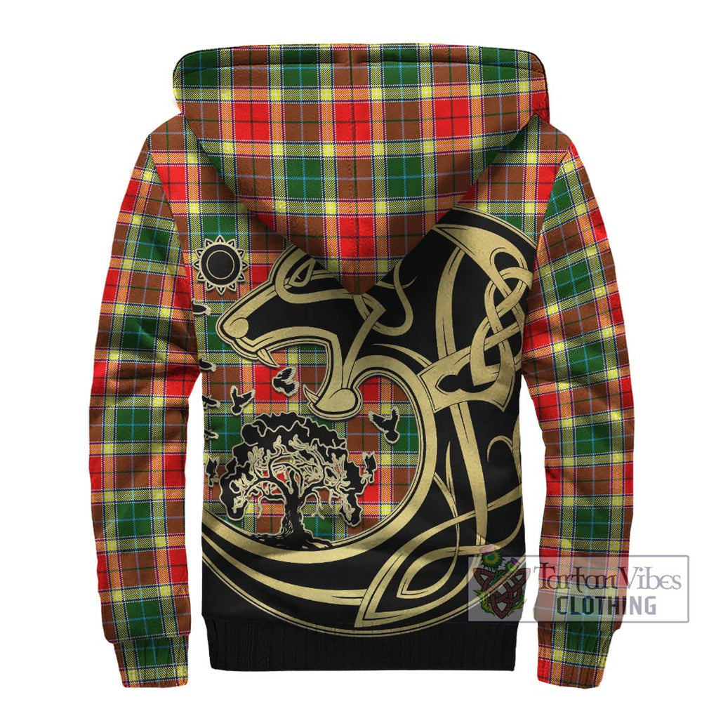 Gibson (Gibbs or Gibsone) Tartan Sherpa Hoodie with Family Crest Celtic Wolf Style - Tartan Vibes Clothing
