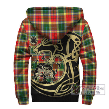 Gibson (Gibbs or Gibsone) Tartan Sherpa Hoodie with Family Crest Celtic Wolf Style - Tartan Vibes Clothing