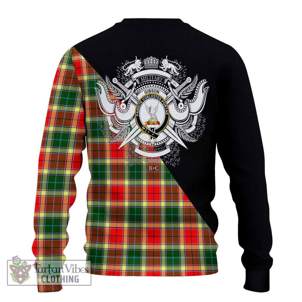 Gibson (Gibbs or Gibsone) Tartan Ugly Sweater with Family Crest and Military Logo Style - Tartan Vibes Clothing