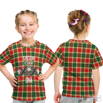 Gibson (Gibbs or Gibsone) Tartan Kid T-Shirt with Family Crest DNA In Me Style - Tartan Vibes Clothing