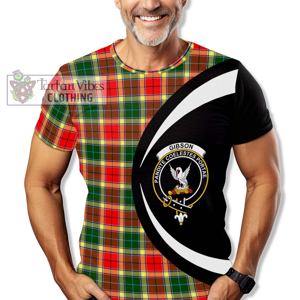 Tartan Vibes Clothing Gibson Tartan T-Shirt with Family Crest Circle Style