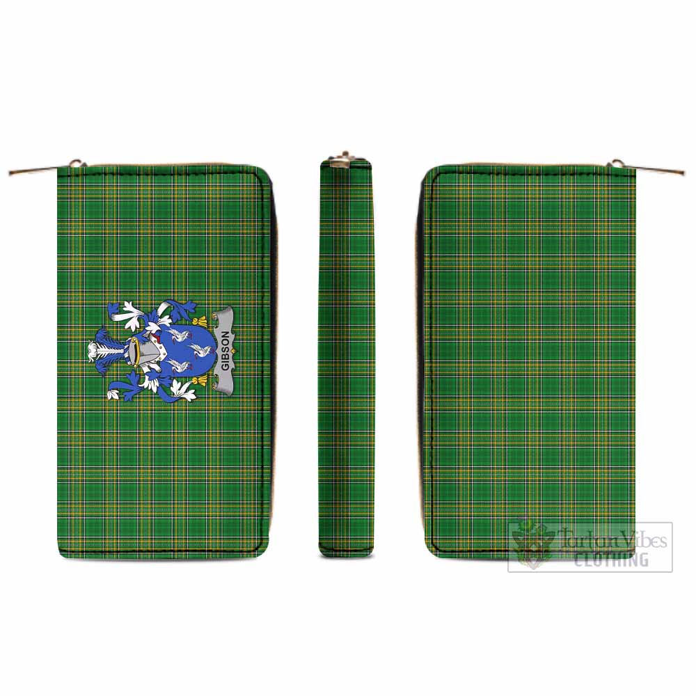 Tartan Vibes Clothing Gibson Irish Clan Tartan Women's Leather Wallet with Coat of Arms