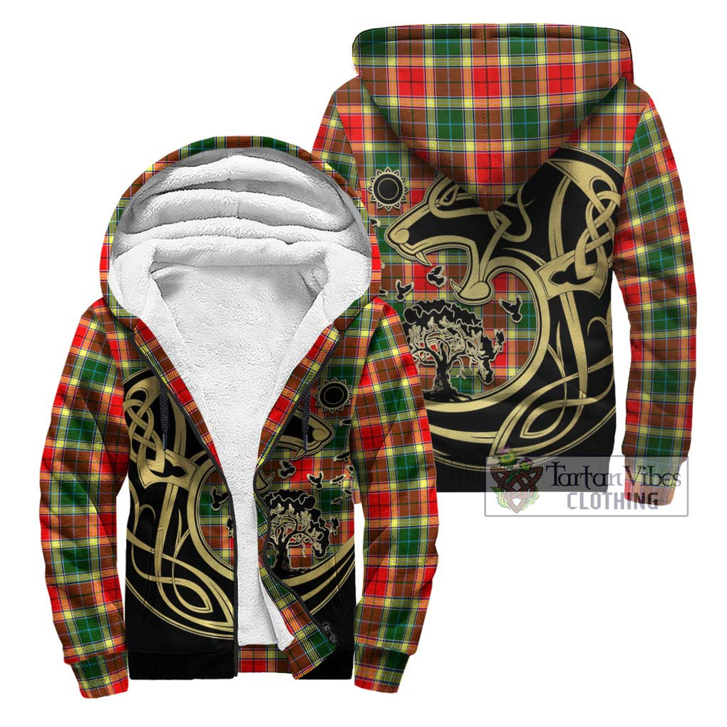 Gibson (Gibbs or Gibsone) Tartan Sherpa Hoodie with Family Crest Celtic Wolf Style Unisex - Tartan Vibes Clothing