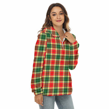 Gibson (Gibbs or Gibsone) Tartan Women's Borg Fleece Hoodie with Half Zip Female - Tartan Vibes Clothing