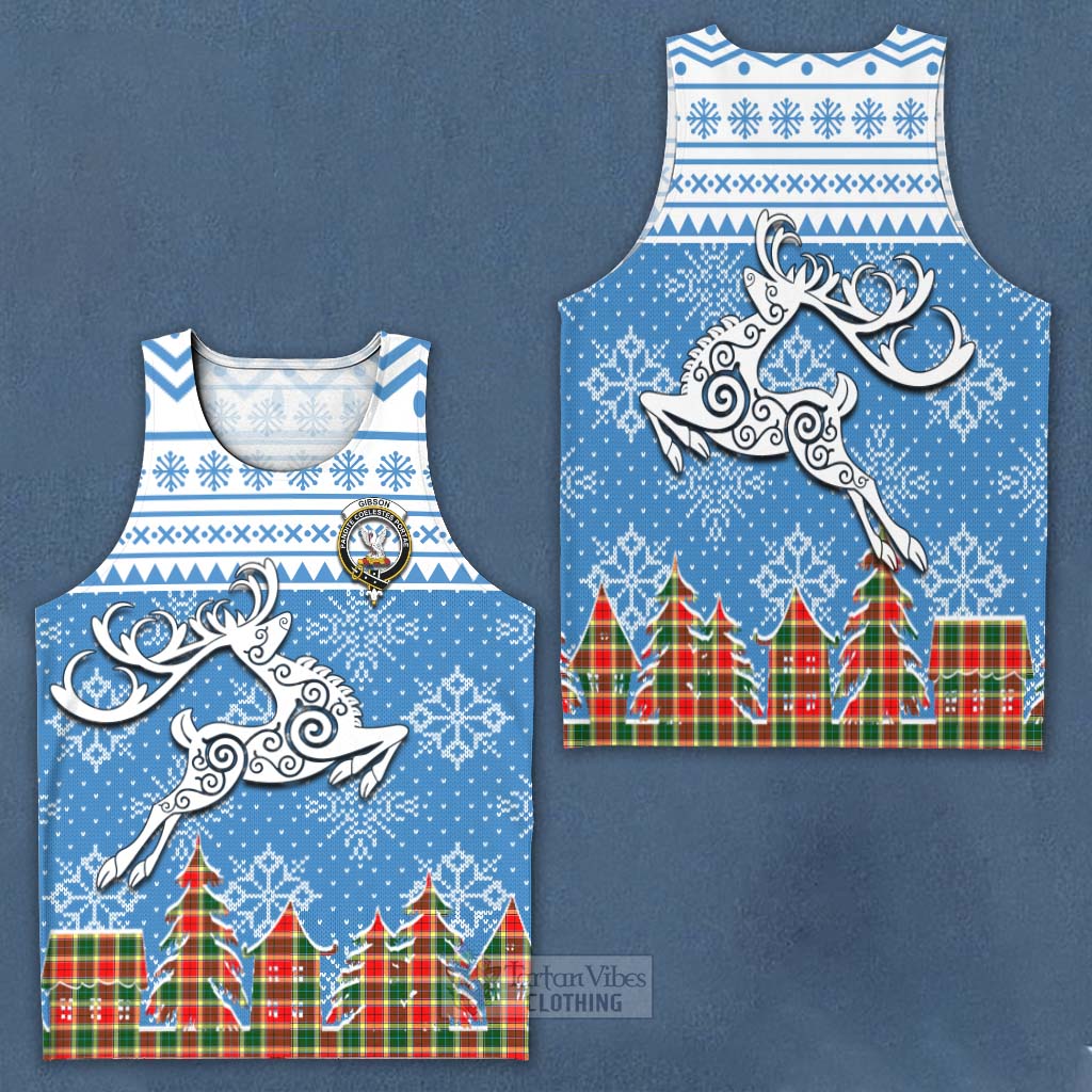 Gibson (Gibbs or Gibsone) Clan Christmas Men's Tank Top Celtic Reindeer Style Men - Tartan Vibes Clothing