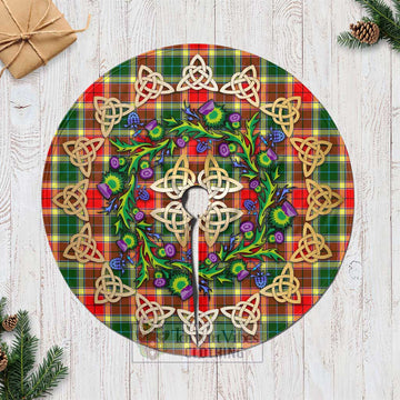 Tartan Vibes Clothing Gibson (Gibbs or Gibsone) Tartan Christmas Tree Skirt with Thistle Celtic Knot Style