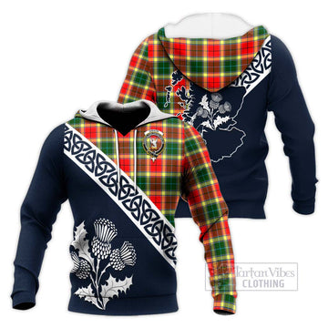 Gibson (Gibbs or Gibsone) Tartan Knitted Hoodie Featuring Thistle and Scotland Map Unisex Knitted Pullover Hoodie - Tartan Vibes Clothing