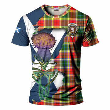 Gibson (Gibbs or Gibsone) Tartan Family Crest T-Shirt Scottish Thistle Celtic Inspired