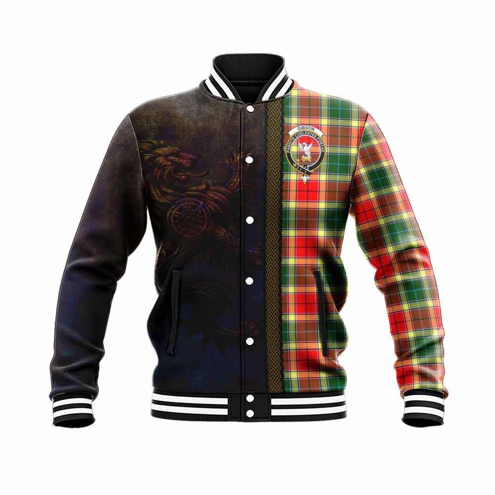 Gibson (Gibbs or Gibsone) Tartan Family Crest Baseball Jacket Alba Gu Brath Be Brave Lion Ancient Style Unisex - Tartan Vibes Clothing