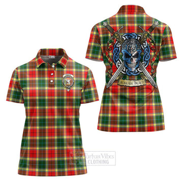 Gibson (Gibbs or Gibsone) Tartan Women's Polo Shirt with Family Crest Celtic Skull Style Women - Tartan Vibes Clothing