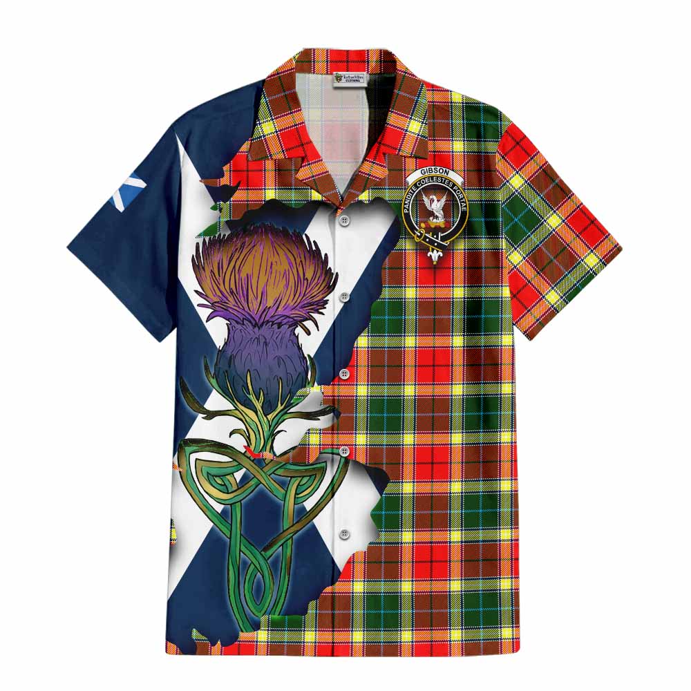 Gibson (Gibbs or Gibsone) Tartan Family Crest Hawaiian Shirt Scottish Thistle Celtic Inspired Kid - Tartan Vibes Clothing