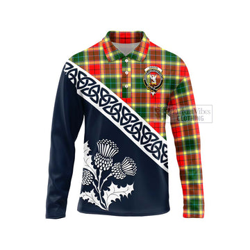Gibson (Gibbs or Gibsone) Tartan Long Sleeve Polo Shirt Featuring Thistle and Scotland Map Unisex - Tartan Vibes Clothing