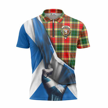 Tartan Vibes Clothing Gibson (Gibbs or Gibsone) Tartan Zipper Polo Shirt with Family Crest Scotland Patriotic Style