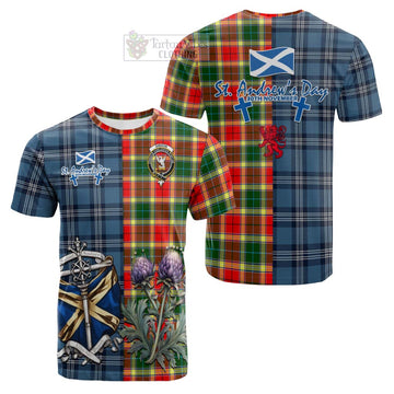 Gibson (Gibbs or Gibsone) Tartan Cotton T-shirt Happy St. Andrew's Day Half Tartan Style Kid's Shirt - Tartan Vibes Clothing