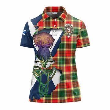 Gibson (Gibbs or Gibsone) Tartan Family Crest Women's Polo Shirt Scottish Thistle Celtic Inspired Women - Tartan Vibes Clothing