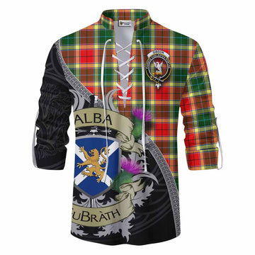 Tartan Vibes Clothing Gibson (Gibbs or Gibsone) Tartan Family Crest Ghillie Kilt Shirt Lion Rampant Royal Thistle Shield Celtic Inspired