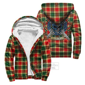 Gibson (Gibbs or Gibsone) Tartan Sherpa Hoodie with Family Crest Celtic Skull Style Unisex S - Tartan Vibes Clothing