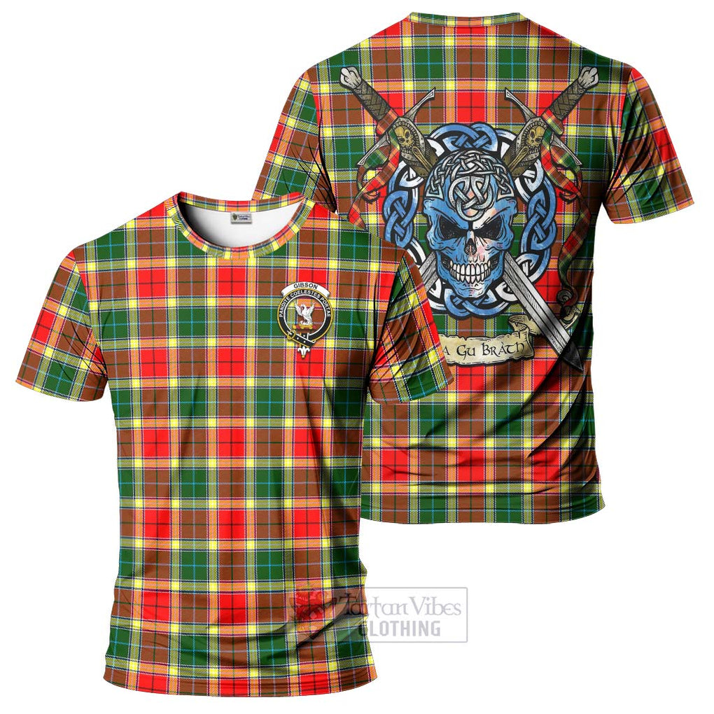 Gibson (Gibbs or Gibsone) Tartan T-Shirt with Family Crest Celtic Skull Style Kid's Shirt - Tartan Vibes Clothing