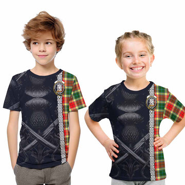Gibson (Gibbs or Gibsone) Tartan Kid T-Shirt with Family Crest Cross Sword Thistle Celtic Vibes Youth XL Size14 - Tartan Vibes Clothing
