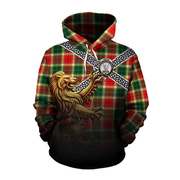 Gibson (Gibbs or Gibsone) Crest Tartan Cotton Hoodie with Golden Lion Emblem Celtic Style Pullover Hoodie XS - Tartan Vibes Clothing
